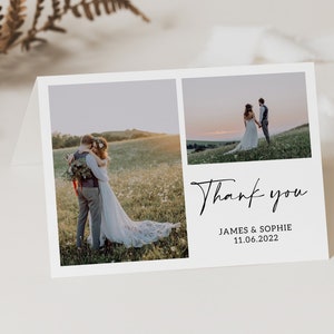 Wedding Thank You Card with Photo, Folded Thank You Cards, Folded Thank You Photo Card, Personalised Thank You Cards, Simple Thank You #13
