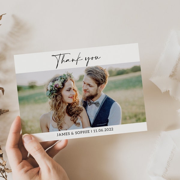 Wedding Thank You Card With Photo, Thank You Wedding Cards, Thank You Card Wedding, Personalised Thank You Cards, Thank You Photo Card #14