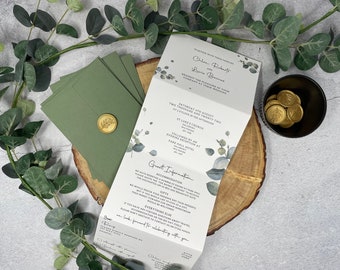 Wedding invitations, Eucalyptus Concertina Fold Wedding Invites