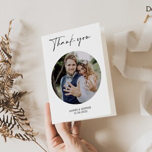 Wedding Thank You Card With Photo, Folded Thank You Cards, Folded Thank ...