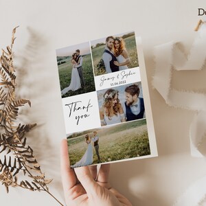 Wedding Thank You Card With Photo, Folded Thank You Cards, Folded Thank ...