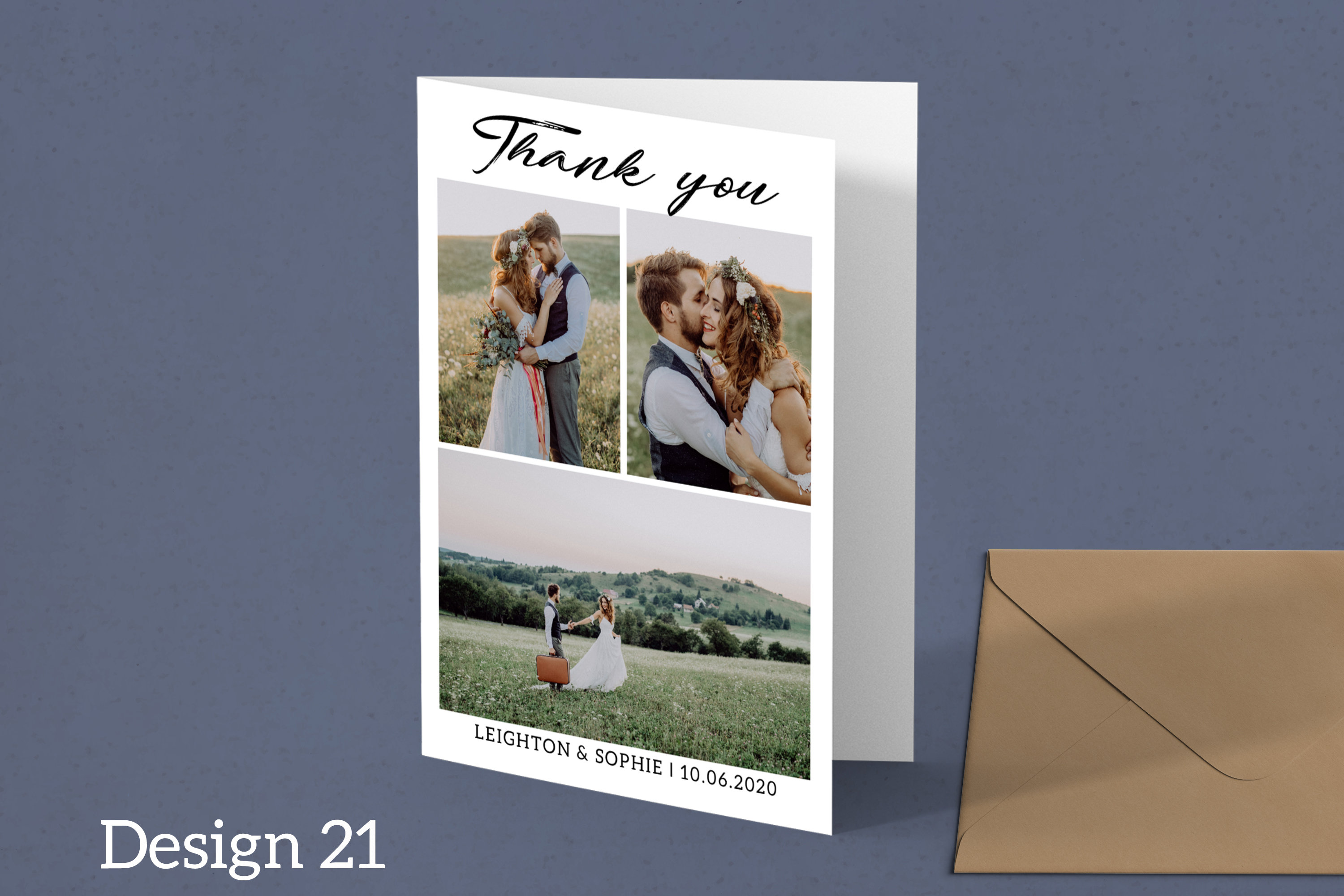 Wedding Thank You Card With Photo Folded Thank You Cards | Etsy UK