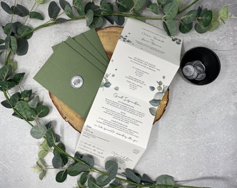 Wedding invitations, Eucalyptus Concertina Fold Wedding Invites