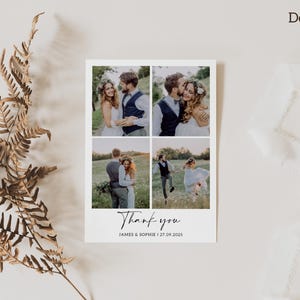 Double Sided Wedding Thank You Card With Photo, Personalised Wedding ...