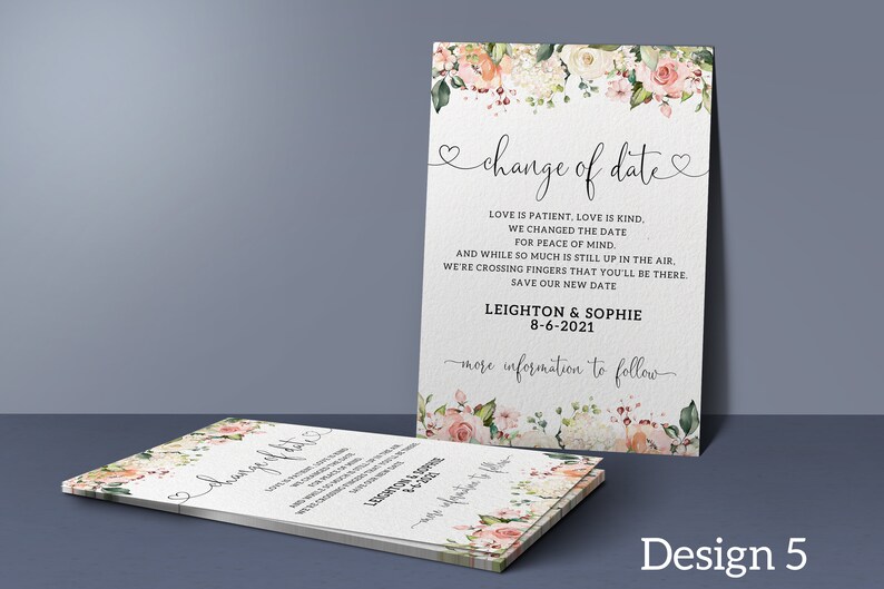 Floral Wedding Date Change Cards Wedding Postponed Announcement Cards Postponed Wedding Cards Change of Date Cards #000 We Still Do