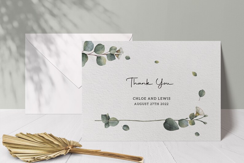 Thank You Cards eucalyptus Wedding Thank You Etsy UK