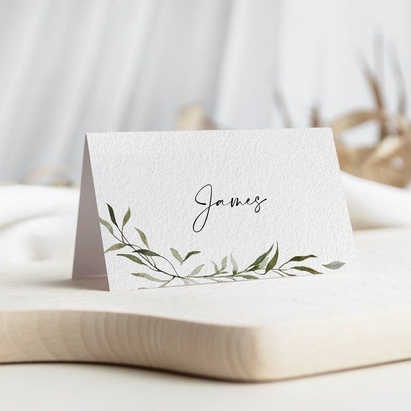 Wedding Place Cards - Greenery - Folded Name Cards