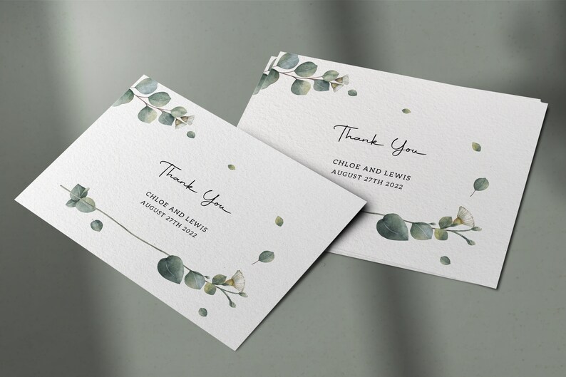 Thank You Cards eucalyptus Wedding Thank You Etsy UK