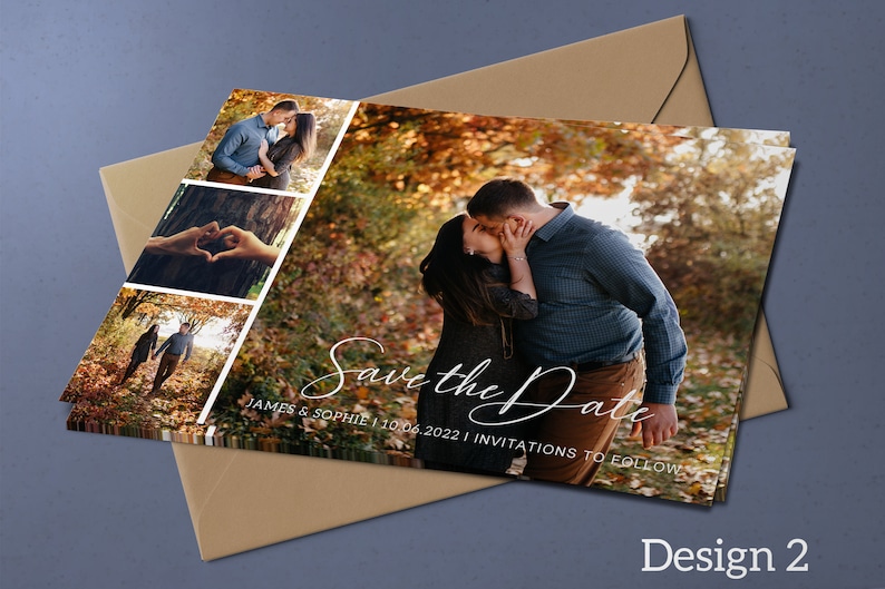 Simple Save The Date Cards Includes Envelopes Add Personalised Photos Fully Customisable #003 Wedding Save The Dates Photo Save The Date