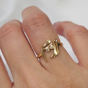 Personalized Arabic Calligraphy Jewelry, Custom Arabic Name Ring, 18k Gold Unique Arabic Letter Ring, 14k Gold Jewelry Islamic Gift for Her
