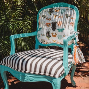 Custom Whimsical Chair : Coastal Cottage Charm, French Style Accent Chair - One of a Kind Decor