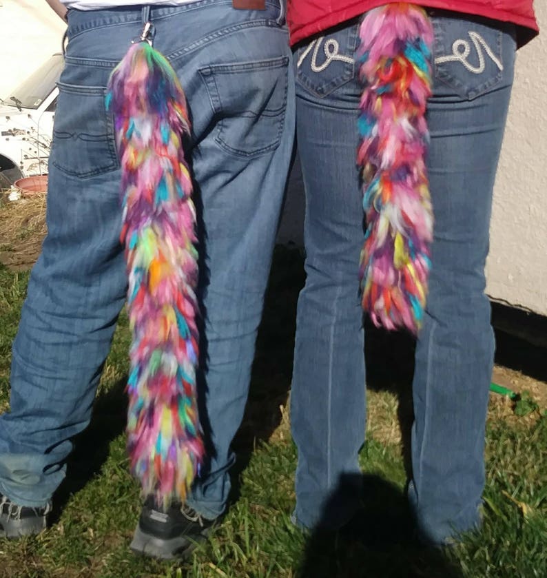 Unicorn Tail Set Rainbow Tail Rainbow Unicorn Unicorn Party Yarn Tail Couple Tail Set Rainbow Tail Set Clip On Tail Unicorn