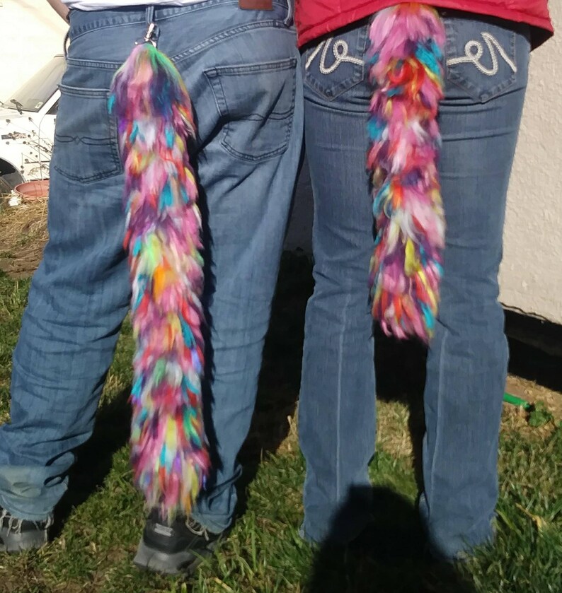 Unicorn Tail Set Rainbow Tail Rainbow Unicorn Unicorn Party Yarn Tail Couple Tail Set Rainbow Tail Set Clip On Tail Unicorn