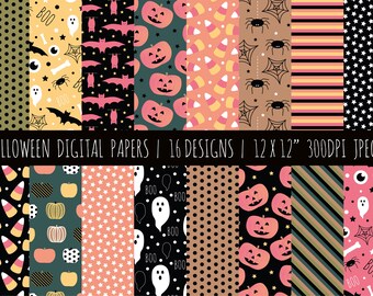 Halloween Digital 12x12" Designed Papers, Printable Scrapbooking & Craft Paper