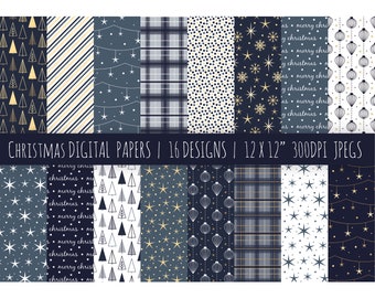 Christmas Digital 12x12" Designed Papers - Printable - Scrapbooking - Craft Paper - Xmas - Papercraft - Download - JPEG - 300 DPI