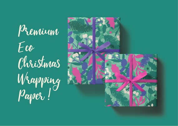 Christmas Leaves Wrapping Paper Gift Wrap Eco Friendly Premium 50 X 70 Cm  Matte 100gsm Bright Foliage Xmas Eco Packaging 