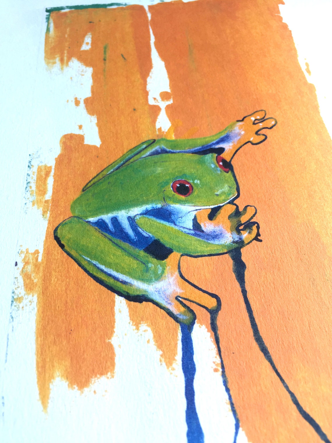 Frog A4 Art Print Digital Print Mixed Media Illustration - Etsy