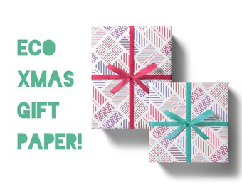 Christmas Greetings Wrapping Paper - Gift Wrap - Eco Friendly - Premium - 50 x 70 cm - Matte - 100gsm - Bright - Xmas - Eco Packaging - Cute