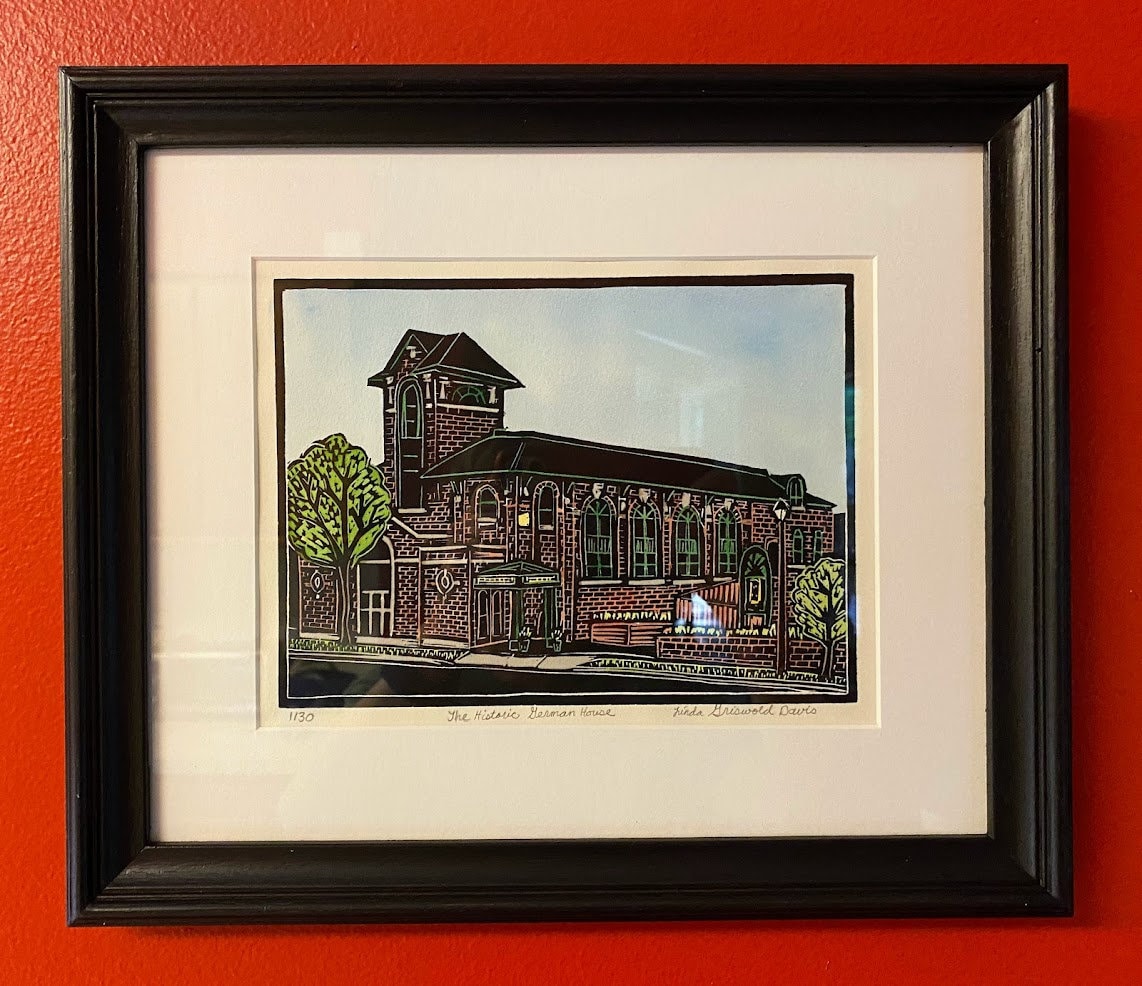 German House Rochester The Historic German House, Rochester, NY, Linocut Print, Handcolored ...