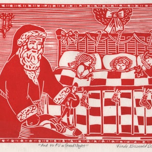And to All a Good Night, Christmas Linocut, Limited Edition