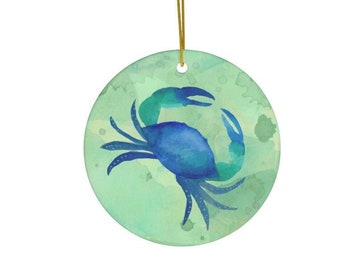 Blue Crab Ornament | Porcelain Ornament |Coastal | Ceramic Art | Christmas Ornament