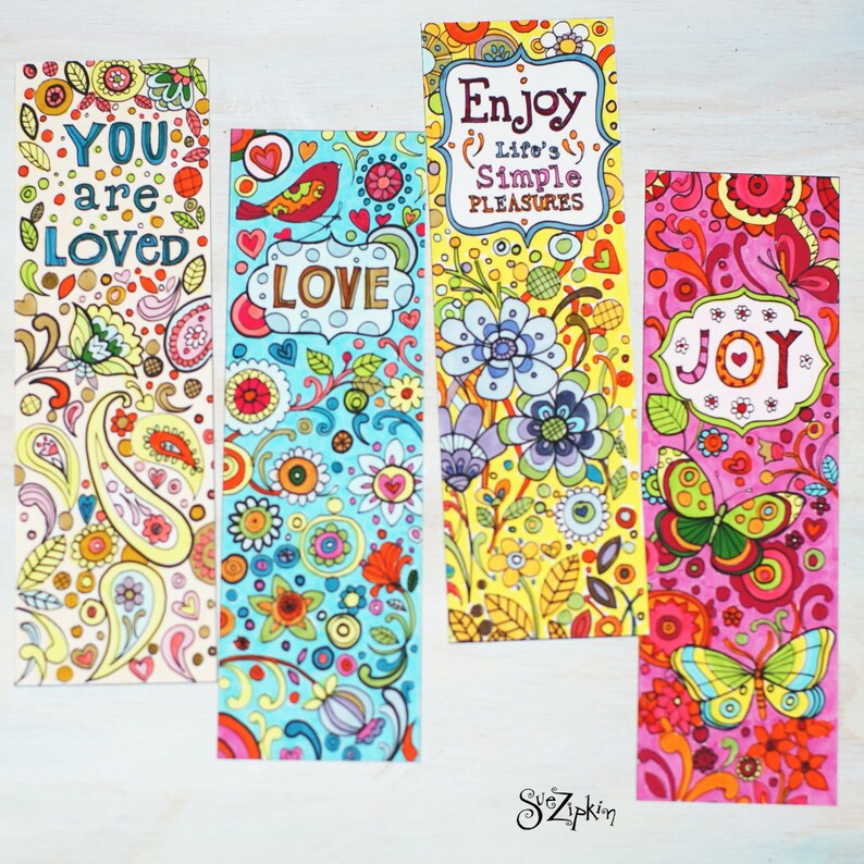 4 Downloadable Inspirational Bookmarks for Coloring by Sue - Etsy