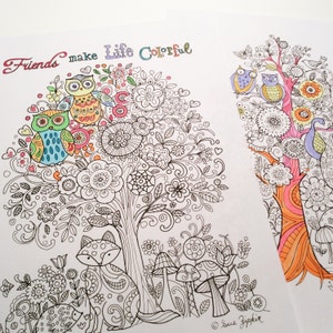 Instant download set of 2 tree of life coloring book pages pdf