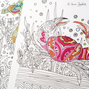 Sue Zipkin printable set of 2 sea life coloring book pages pdf