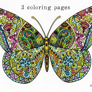 Butterfly Mandala Coloring Pages: Sue Zipkin Allover Pattern Set (PDF Printable)