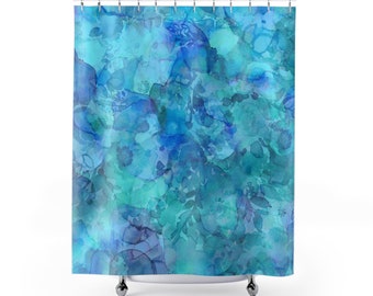 Turquoise Shower Curtain, Blue Abstract Shower Curtain, Modern Style, Aqua Shower Curtain, Textures, Watercolor