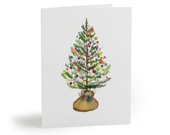 Watercolor Christmas Tree Note Cards: Hand-Painted Holiday Greeting Cards