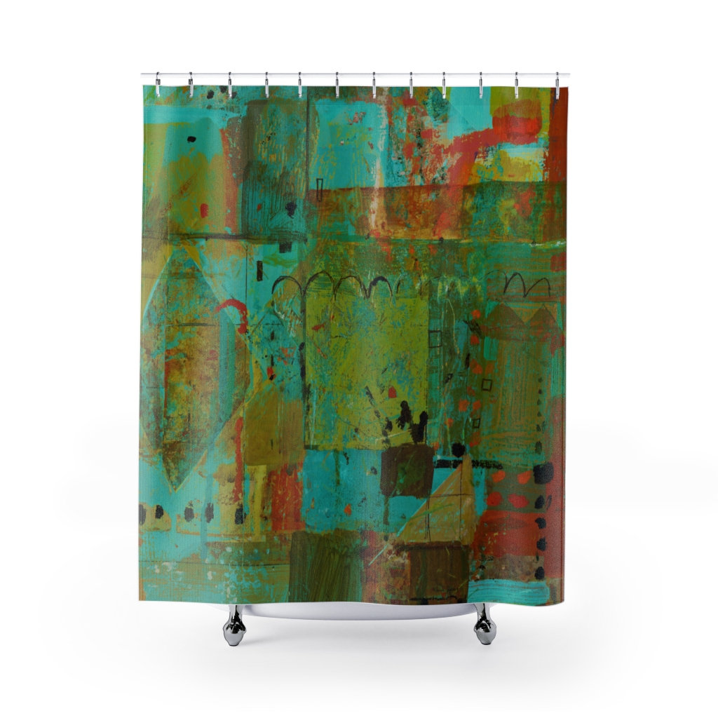 Shower Curtain with abstract art Etsy