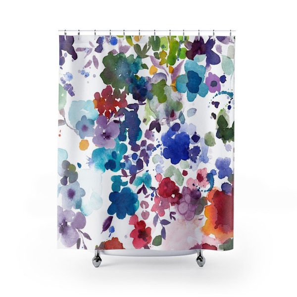 Shower Curtain Floral Etsy