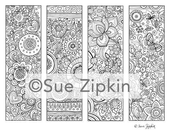 Coloring Bookmarks, Printable Coloring Page, Printable Bookmark,  Complicated Colouring Pages for Adults, Instant Download 