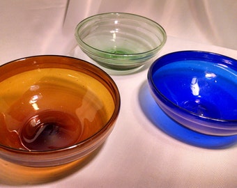 Set of 3 handmade Blown Glass  Bowls | Hebron arts | Interior Sun catcher | Ramadan Dining & Deco Palestine