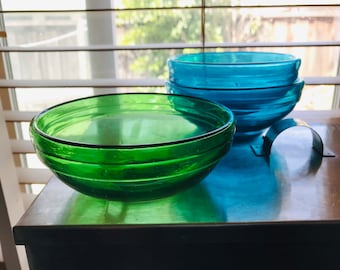 Set of 3 handmade Blown Glass Bowls Green Turquoise | Hebron arts | Interior Sun catcher | Dining & Deco Palestine