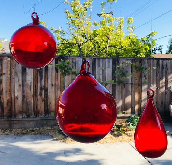 Large Red Ball Hanging Blown Glass Ornaments, Glaskugeln Float Fishing Buoy  Ball Christmas Fam Gifts & Deco 