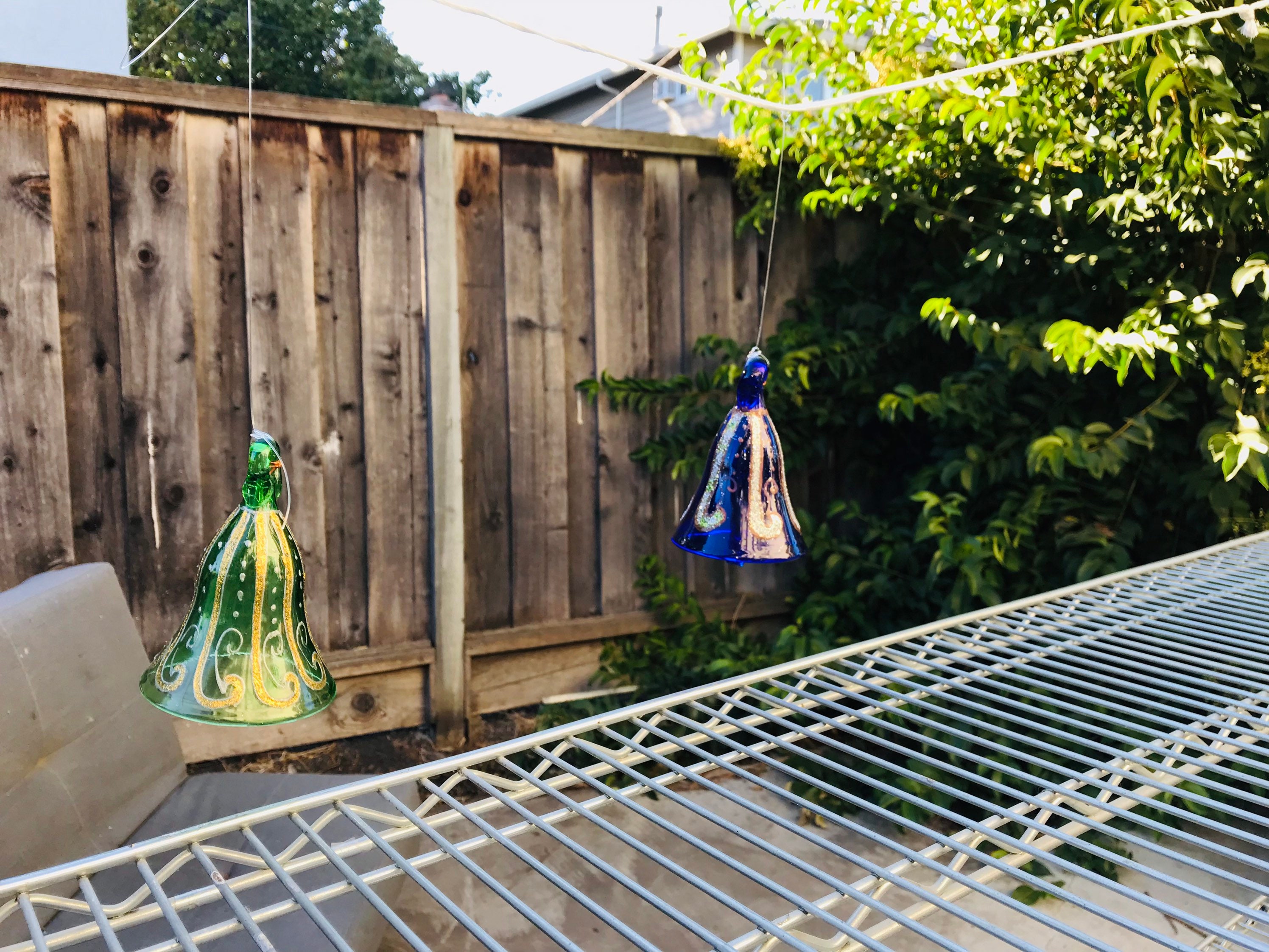 Campanello a vento per uccelli, per esterni, in ferro, per uccelli, decorazione da giardino, decorazione in vetro metallico