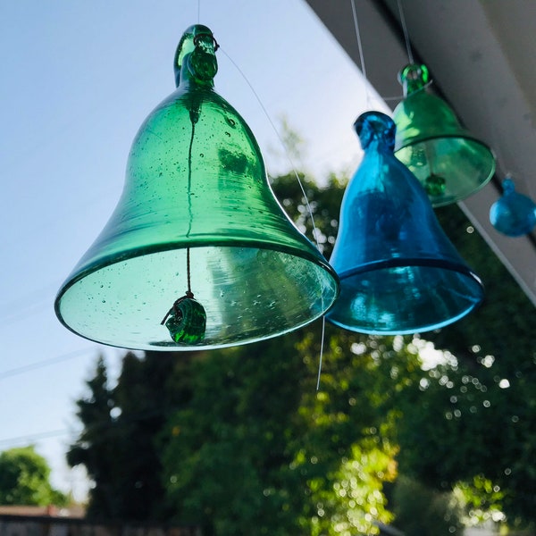 Colorful Wind Chime Blown Glass Sun Catcher Bells, Decorative Patio Garden Bells