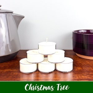 Christmas Tree Soy Tea Light Candles (6) - Vegan Candle - Beeswax Tea Lights