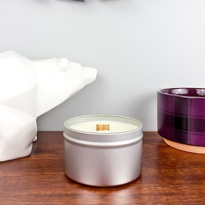 AUTUMN WOODS Soy Candle in 8oz Tin, Scented Candle, Wood Wick Candle, Fall Candle, Autumn Candle, Scented Soy Candle, Tin Candle