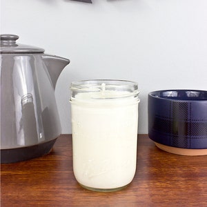 BLACK SEA Soy Candle in Half Pint Mason Jar, Scented Candle, Wood Wick Candle, Scented Soy Candle, Masculine Candle, Mason Jar Candle