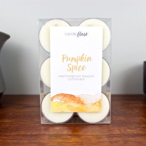 Pumpkin Spice Soy Tea Light Candles (6) - Halloween Candle - Fall Candle