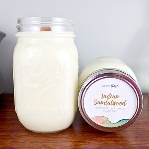 INDIAN SANDALWOOD Soy Candle in Pint Mason Jar, Wood Wick Candle, Earthy Candle, Woodsy Candle, Sandalwood Candle, Mason Jar, Scented Candle