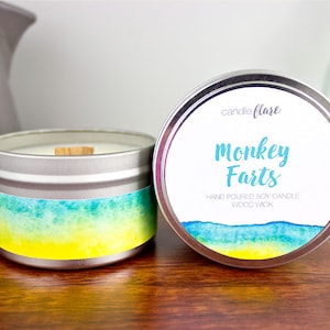 Monkey Farts Soy Candle in 8oz Tin - 30th Birthday Gift - Soy Candles Handmade