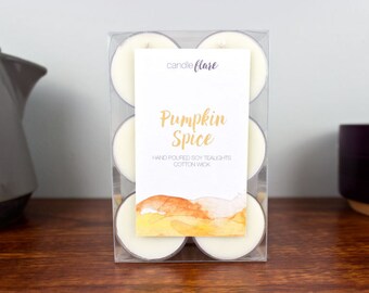 Velas de té de soja con especias de calabaza (6) - Vela de Halloween - Vela de otoño