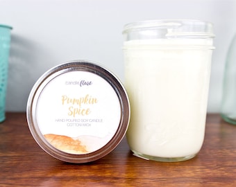 Pumpkin Spice Sojakerze im halben Pint Einmachglas - Halloween Kerze - Herbstkerze