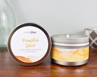 Pumpkin Spice Soy Candle in 4oz Tin - Halloween Candle - Fall Candle