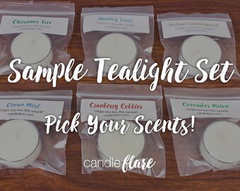 Sample Soy Tealight Set - Six Samples - Sample Set for Trying Testing Discovering Favorite Scented Candle