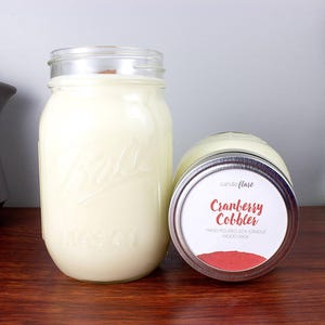 Vela de soja CRANBERRY COBBLER em pote de vidro de meio litro, vela perfumada, vela com pavio de madeira, vela de soja perfumada, vela de cranberry, vela em pote de vidro
